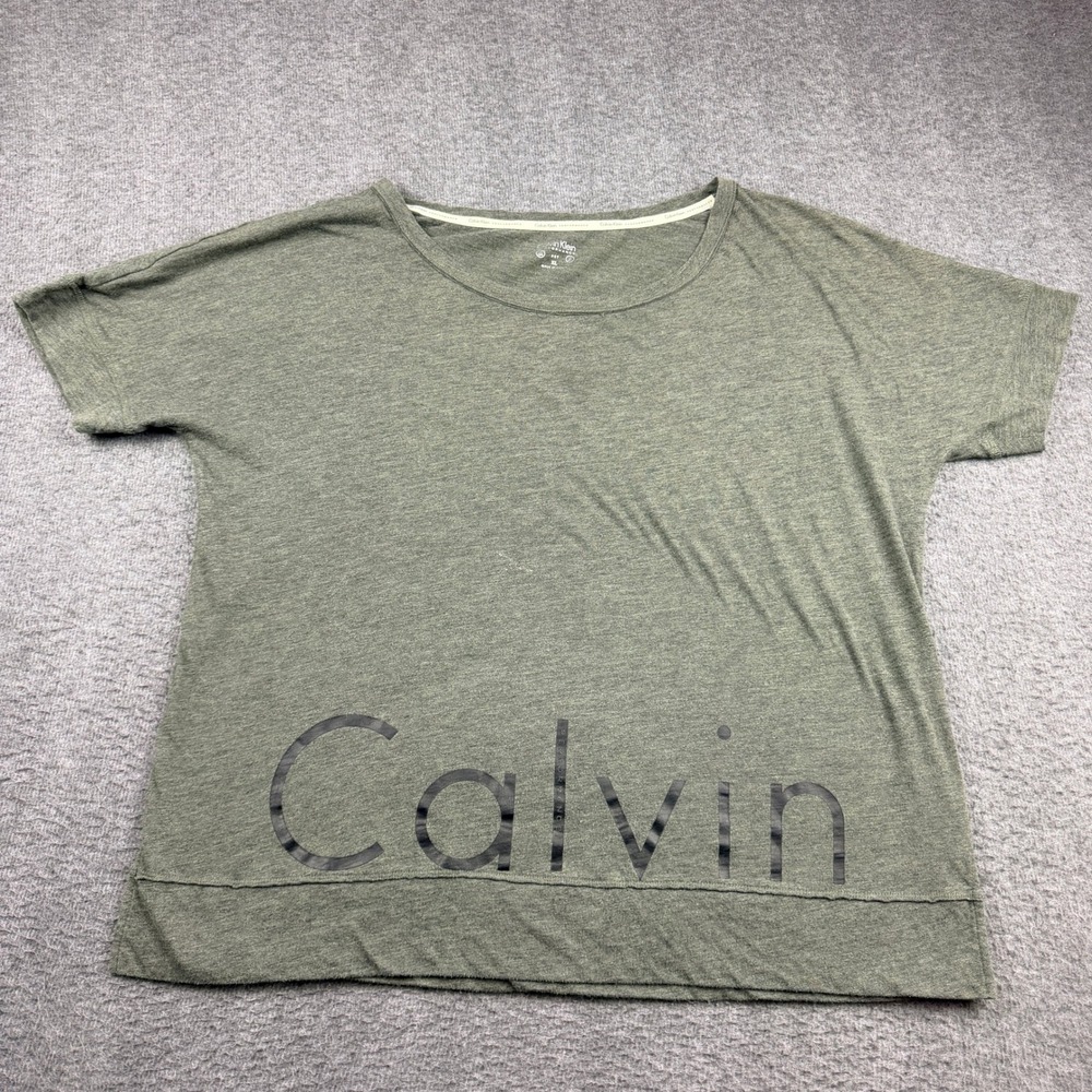 Calvin Klein Performance Heather Olive Green Graphic Logo Short Sleeve‎ Tee XL